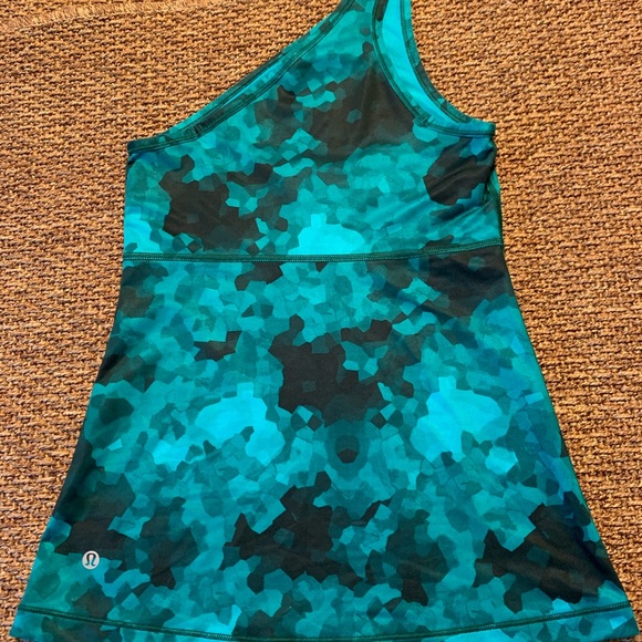 ⭐️HP Lululemon Cosmic Teal/Black One Shoulder Tank⭐️ - Picture 5 of 8